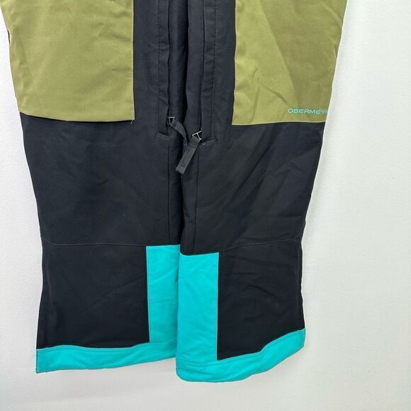 Obermeyer Teen Size Large Connor Insulated Ski Bib in Off Tropic Teal Green Blac - Picture 15 of 16
